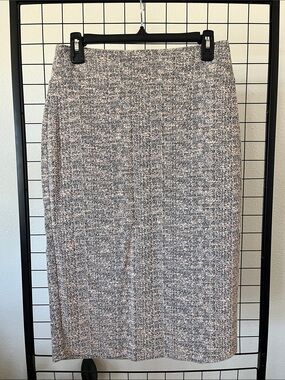 Soho Apparel Neutral Tweed-Blend Pencil Skirt in Beige and Gray